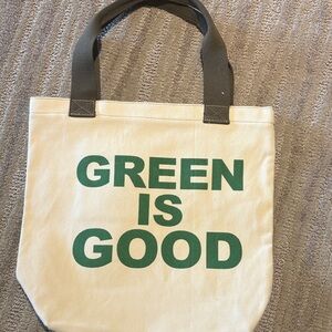 Stylish Canvas Tote with Green Print